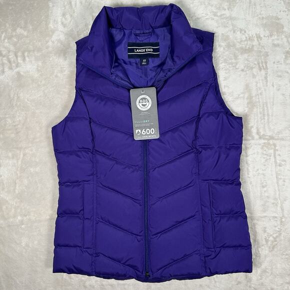 Lands’ End 600 Down Puffer Vest Purple Hyper Dry Women’s Size XS 2-4 - Picture 1 of 9